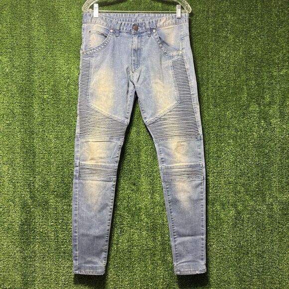 Represent Stacked Light Wash Distressed Straight Leg Skinny Jeans Men’s W32 L30 - Picture 1 of 10